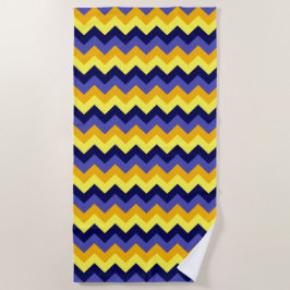 Toalha De Praia Azul, Amarelo Dourado Chevrons Beach Towel