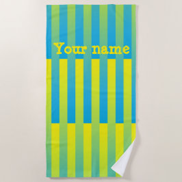 Toalha De Praia Azul Amarelo Verde Personalizar Padrão Listrado