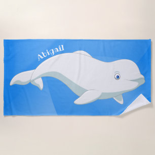 Toalha De Praia Azul Baleia Beluga Personalizado, Oceano Ártico B