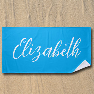 Toalha De Praia Azul Brilhante Personalizado Escrito à Mão Resfria