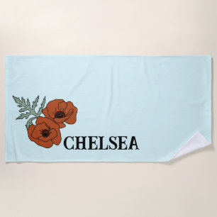 Toalha De Praia Azul-claro-flor-picante