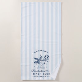 Toalha de Praia Azul e Cinza Retro Moderna para De
