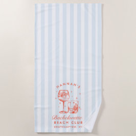 Toalha de Praia Azul e Vermelha Retro Moderna para