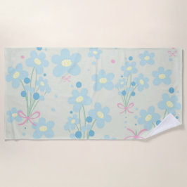 Toalha De Praia Azul Suave e Harmonia Rosa