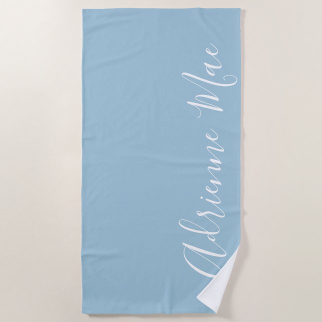 Toalha De Praia Azul Suave Simplesmente Personalizado (Frente)