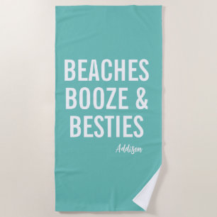 Toalha de Praia Azul Turquesa Praias Bebidas e Ami