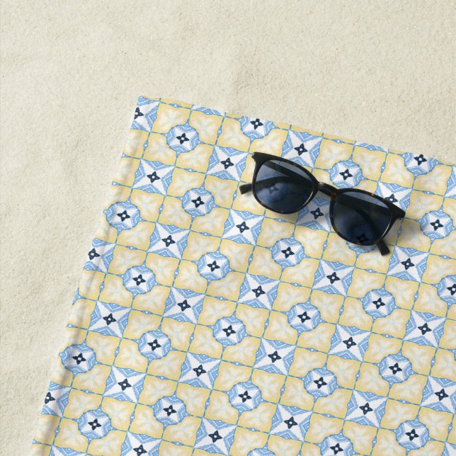 Toalha De Praia Azulejo Amarelo e Azul (In Situ)