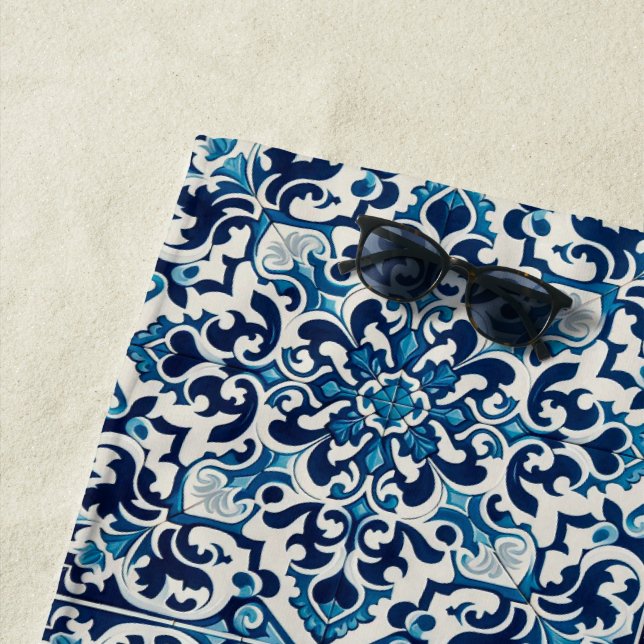 Toalha De Praia Azulejo azul português (In Situ)