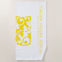 Toalha De Praia Azulejo Majolica Italiana Amarelo Trendy White