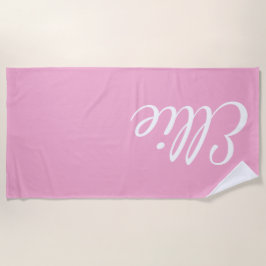 Toalha De Praia Baby Pink Bliss | Custom Name Cursive Script