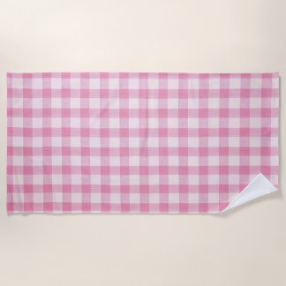 Toalha De Praia Baby Pink Gingham