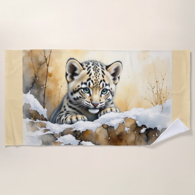 Toalha De Praia Baby Snow Lepard (Frente)