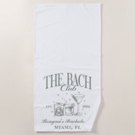 Toalha De Praia Bach Club Personalizado Bachelorette Retro Cocktai