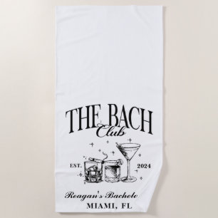 Toalha De Praia Bach Club Personalizado Bachelorette Retro Cocktai