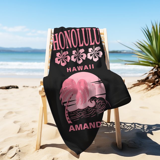 Toalha De Praia Bacharela Personalizada Praia Rosa Honolulu Havaí (Criador carregado)
