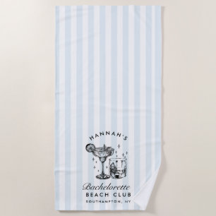 Toalha De Praia Bachelorette Blue & Black Retro Modern Beach Towl
