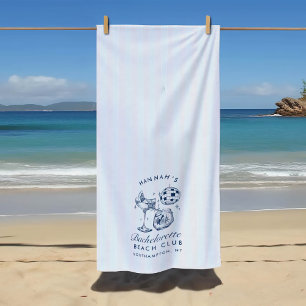 Toalha De Praia Bachelorette Blue & Cinza Retro Modern Beach Towel
