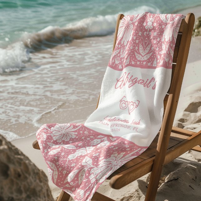 Toalha De Praia Bachelorette Floral Rosa William Morris Pattern (Criador carregado)