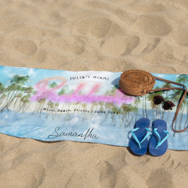 Toalha De Praia Bachelorette Tropical Palms Neon | Monograma