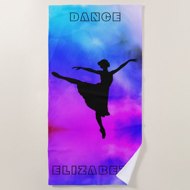 Toalha De Praia Ballroom Ballerina Watercolor Beach Towel (Frente)