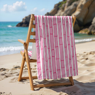Toalha De Praia Bambooey Faixa de Bambu em Rosa