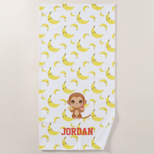 Toalha De Praia Banana Baby Monkey Parabéns