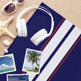 Toalha De Praia Bandas de corridas vermelho, branco e azul
