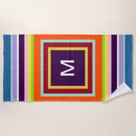 Toalha De Praia Bandas Monogramas Cor-de-rosa Amarelo Cor-de-rosa 