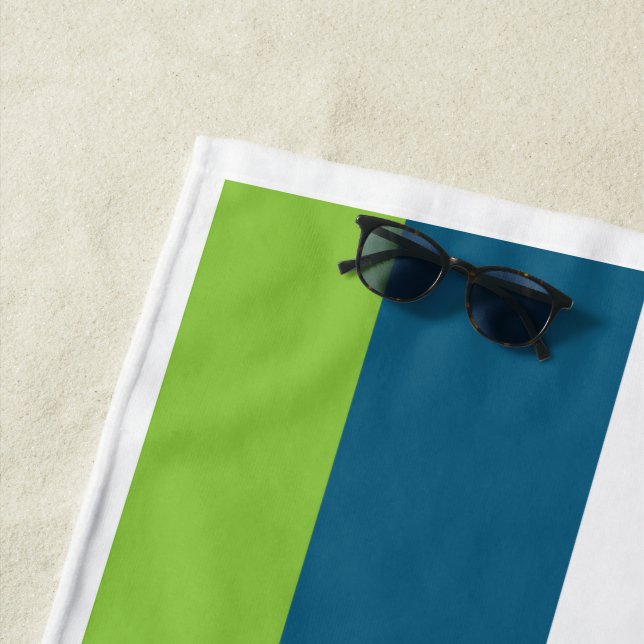 Toalha De Praia Bandas Verticais Verticais Azul-Brancas Personaliz (In Situ)