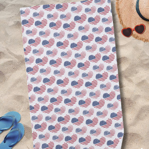 Toalha De Praia Bandeira Americana Vermelho Branco Azul Patriótico
