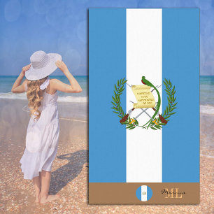 Toalha De Praia Bandeira da Guatemala e monograma/toalha de praia