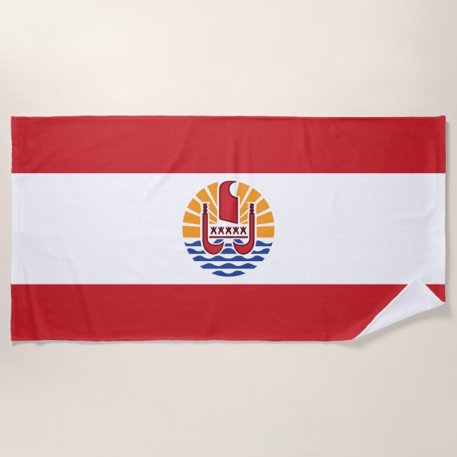 Toalha De Praia Bandeira da Polinésia Francesa (Frente)