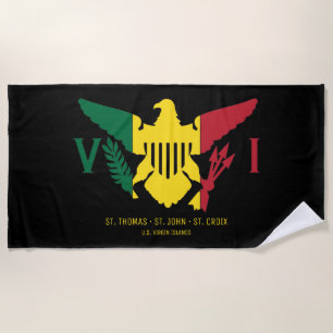 Toalha De Praia Bandeira das Ilhas Virgens Americanas Rasta, Verde