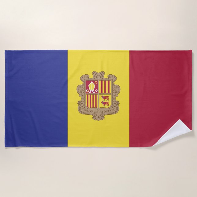 Toalha De Praia Bandeira de Andorra (Frente)