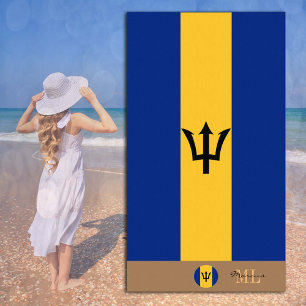 Toalha De Praia Bandeira de Barbados e monograma de Barbados/toalh