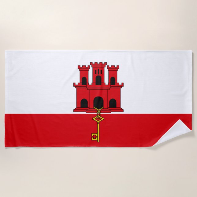 Toalha De Praia Bandeira de Gibraltar (Frente)