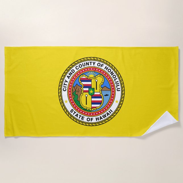 Toalha De Praia Bandeira de Honolulu (Havaí) (Frente)