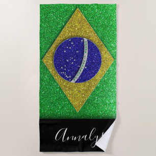 Toalha De Praia Bandeira do Brasil: Piscina de Verão Glitter