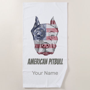 Toalha De Praia Bandeira do Dog Vintage em Pitbull Americano Terri