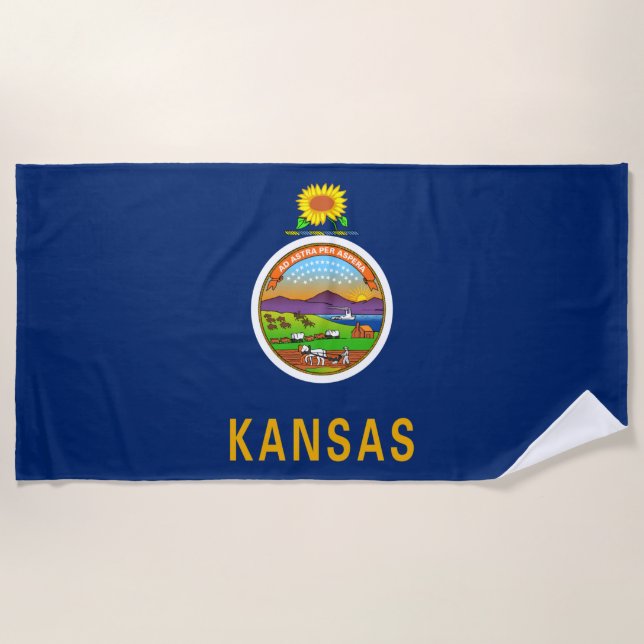 Toalha De Praia Bandeira do Estado do Kansas (Frente)