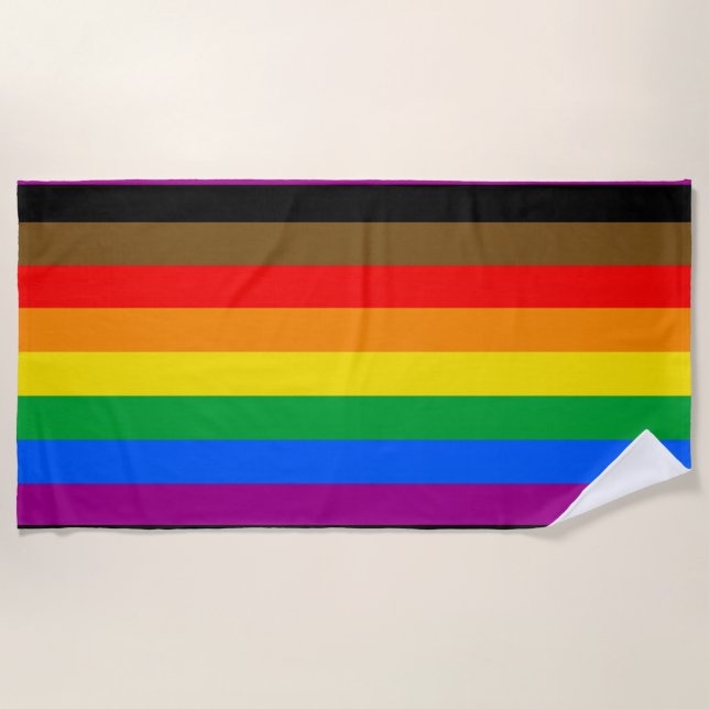 Toalha De Praia Bandeira do Orgulho Arco-íris da Filadélfia (Frente)