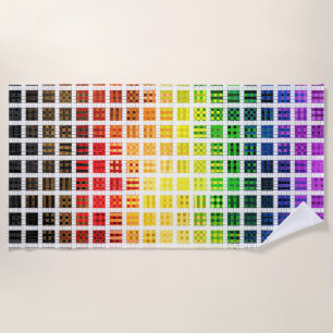 Toalha De Praia Bandeira do Orgulho Gay Colorida Xadrez Boho Excên