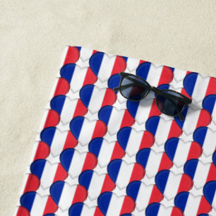 Toalha De Praia Bandeira francesa Cores Corações Patrióticos