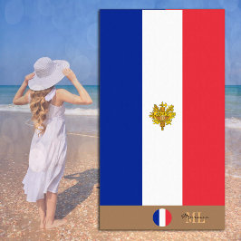 Toalha De Praia Bandeira francesa e França monograma/toalha de pra
