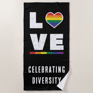 Toalha De Praia Bandeira LGBTQ do Amor Grunge Angustiado