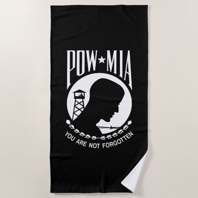 Toalha De Praia Bandeira POW MIA: Soldados desaparecidos da Guerra (Frente)