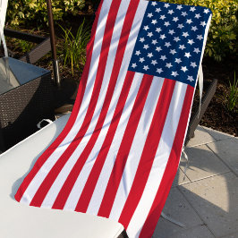 Toalha De Praia Bandeira Vermelha e Azul Americana