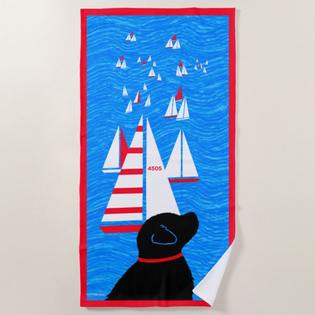 Toalha De Praia Bandeja de Praia Negra Regatta Day (Frente)