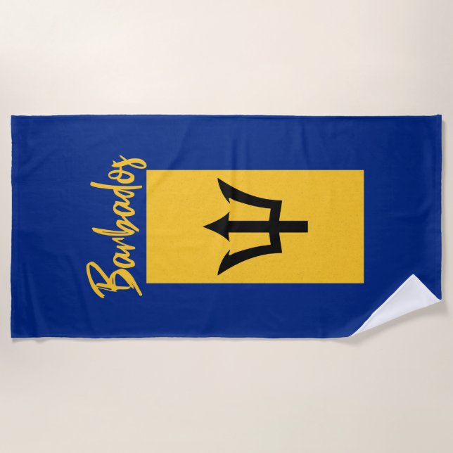 Toalha De Praia Barbados Bajan Flag Caribe Barbadiano (Frente)