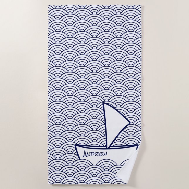 Toalha De Praia Barco na Waves Beach Towel (Frente)